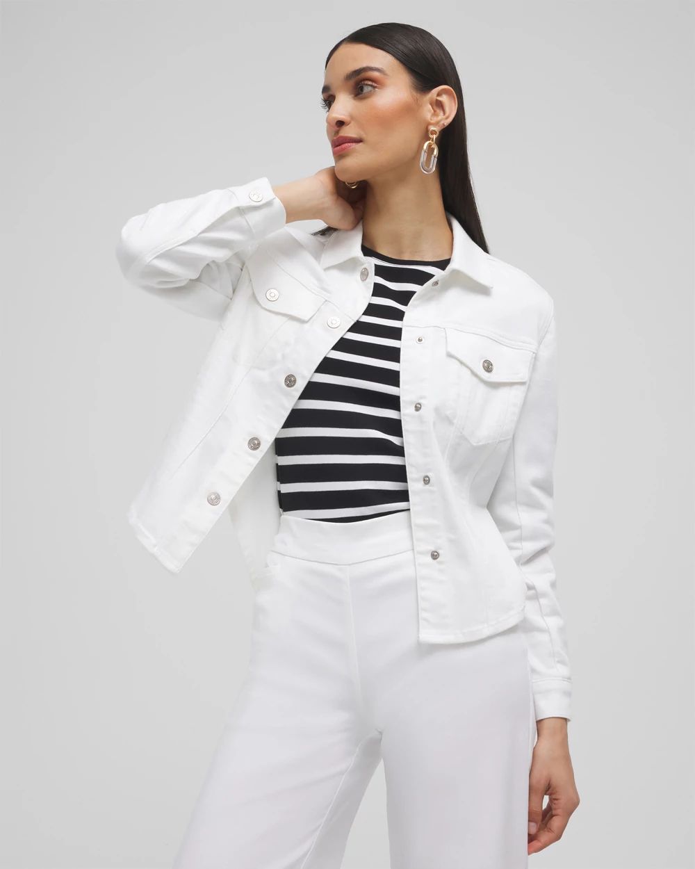 No Stain Cropped Shirttail Denim Jacket | Chico's
